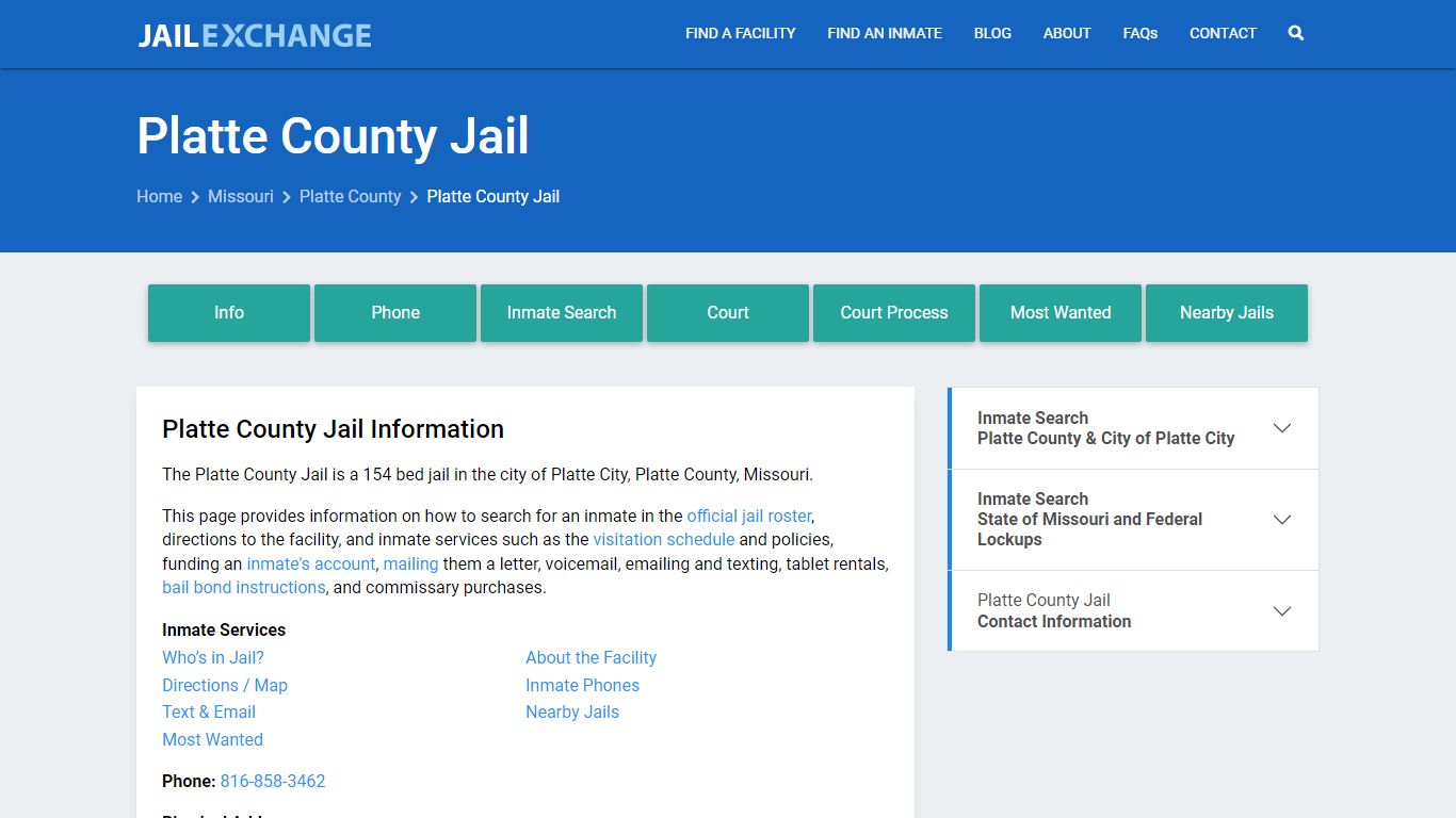 Platte County Jail, MO Inmate Search, Information - Jail Exchange