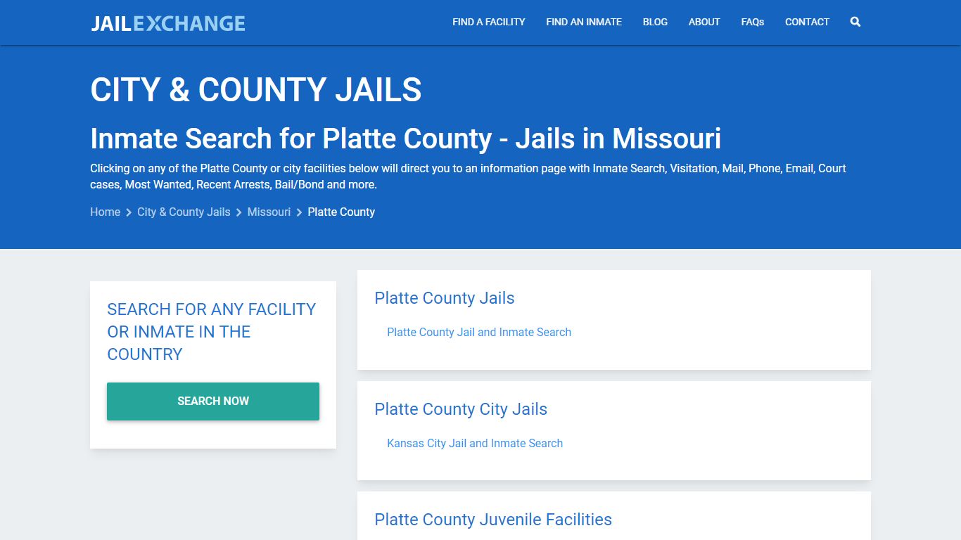 Inmate Search for Platte County | Jails in Missouri - Jail Exchange
